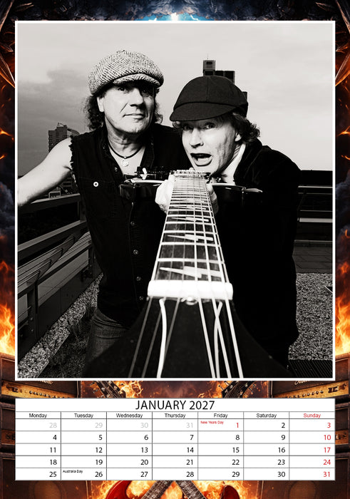 AC DC 2027 A3 Wall Calendar