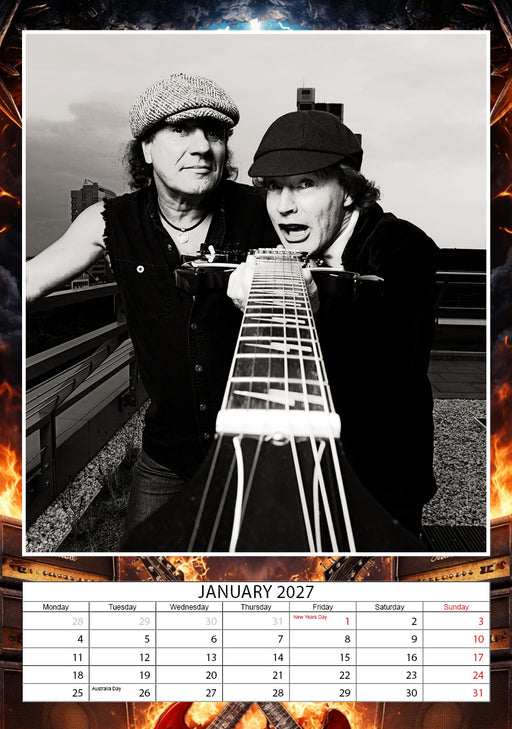 AC DC 2027 A3 Wall Calendar