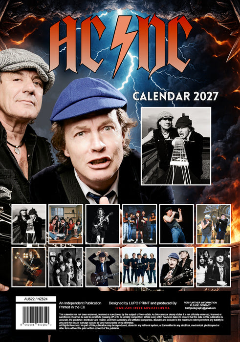 AC DC 2027 A3 Wall Calendar