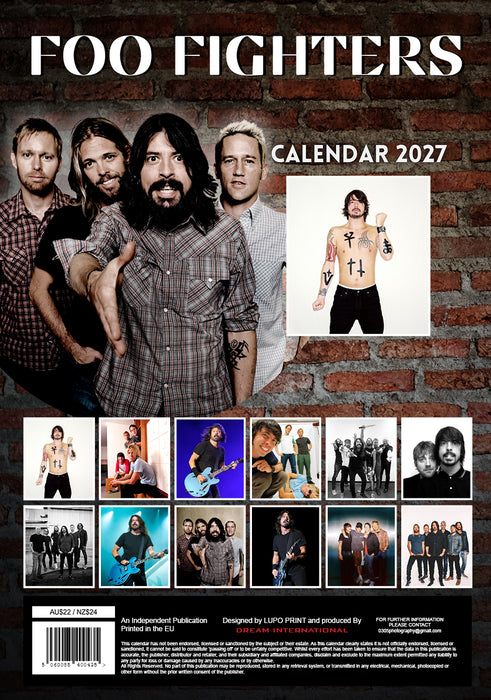 Foo Fighter 2027 A3 Wall Calendar