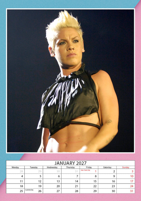 Pink 2027 A3 Wall Calendar