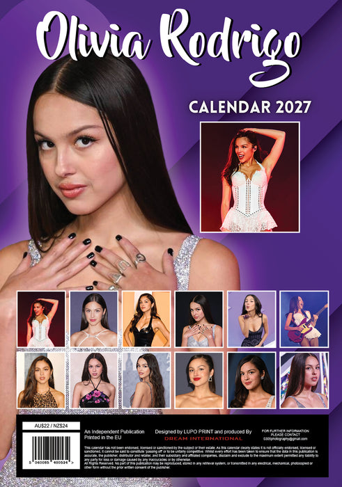Olivia Rodrigo 2027 A3 Wall Calendar