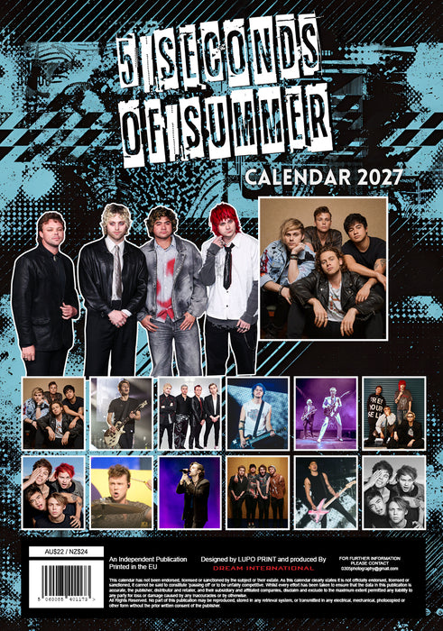 5 Seconds of Summer 2027 A3 Wall Calendar