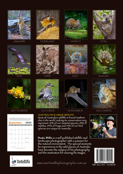 Australian Wildlife 2026 Wall Calendar