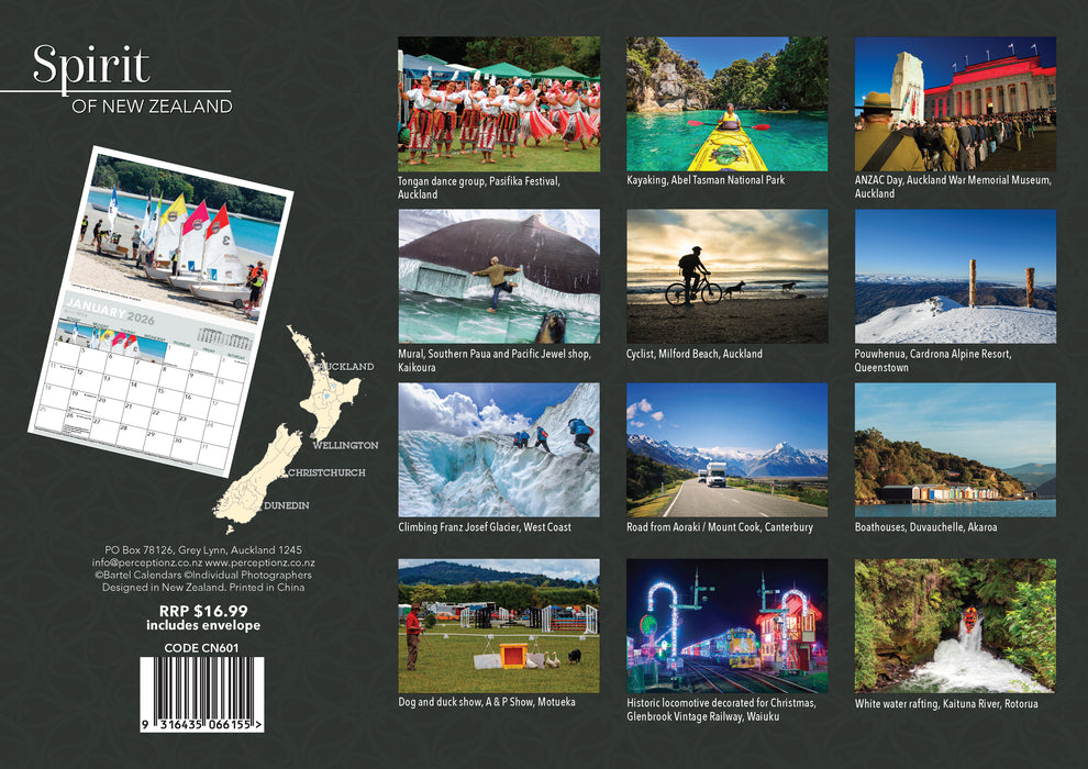 Spirit of New Zealand 2026 A4 Wall Calendar