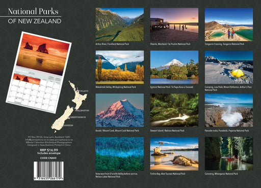 National Parks of New Zealand 2026 A4 Wall Calendar