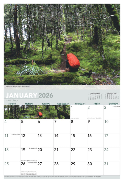 South Island 2026 A4 Wall Calendar