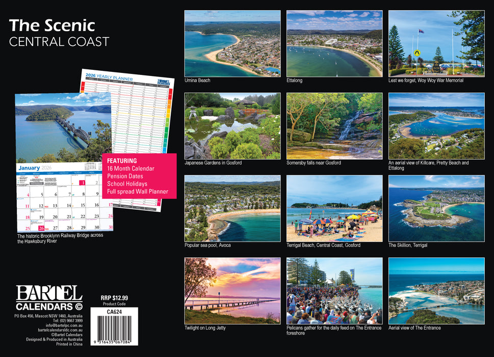 Scenic Central Coast 2026 A4 Wall Calendar