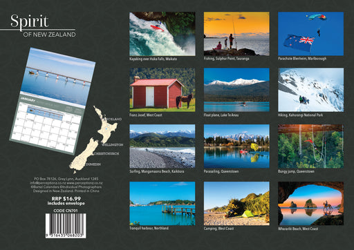 Spirit of New Zealand 2027 A4 Wall Calendar