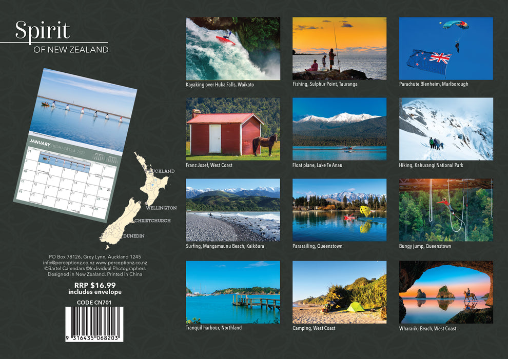 Spirit of New Zealand 2027 A4 Wall Calendar