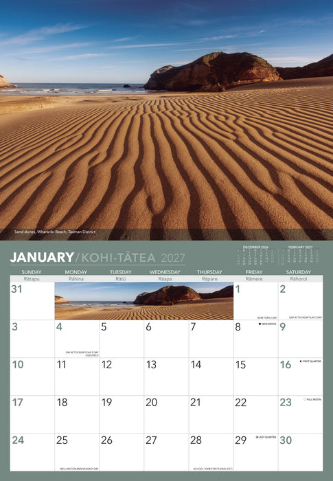 Unique New Zealand Landscapes 2027 Wall Calendar