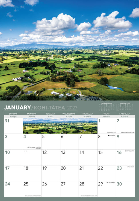 Waikato 2027 Wall Calendar