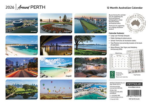 Around Perth 2026 A4 Wall Calendar