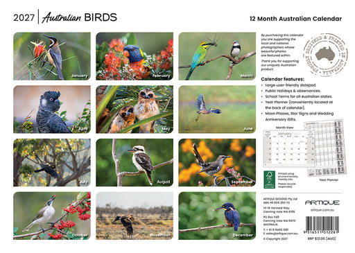 Australian Birds 2027 Wall Calendar