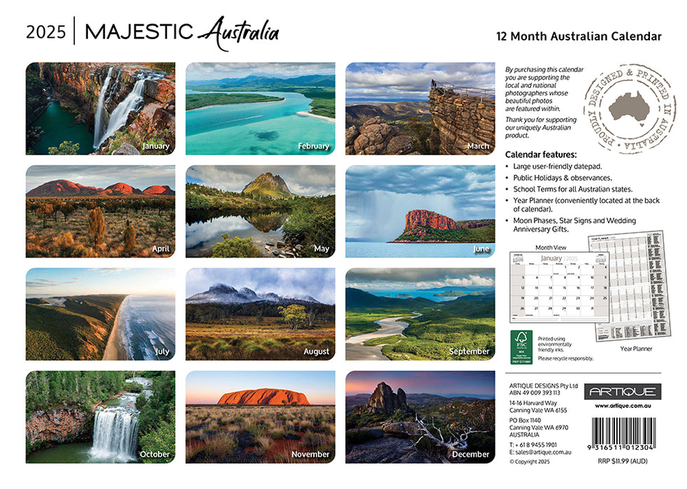 2025 Majestic Australia Wall Calendar