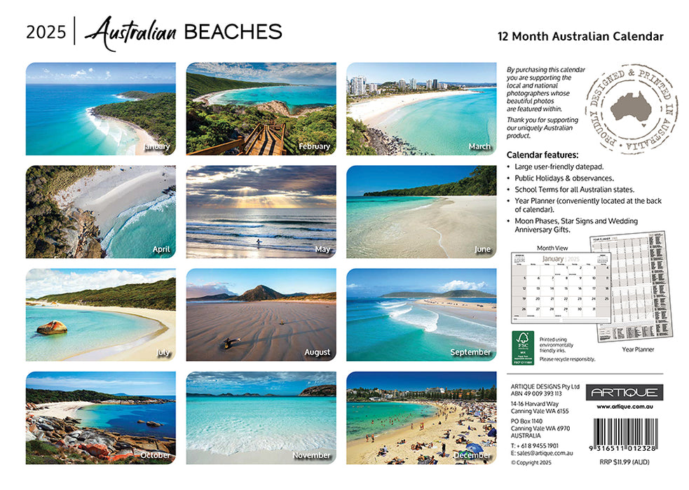 2025 Australian Beaches Wall Calendar