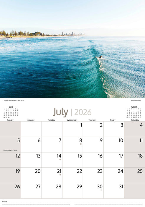 Australian Beaches 2026 A4 Wall Calendar