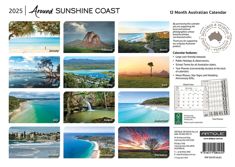 2025 Around Sunshine Coast Wall Calendar