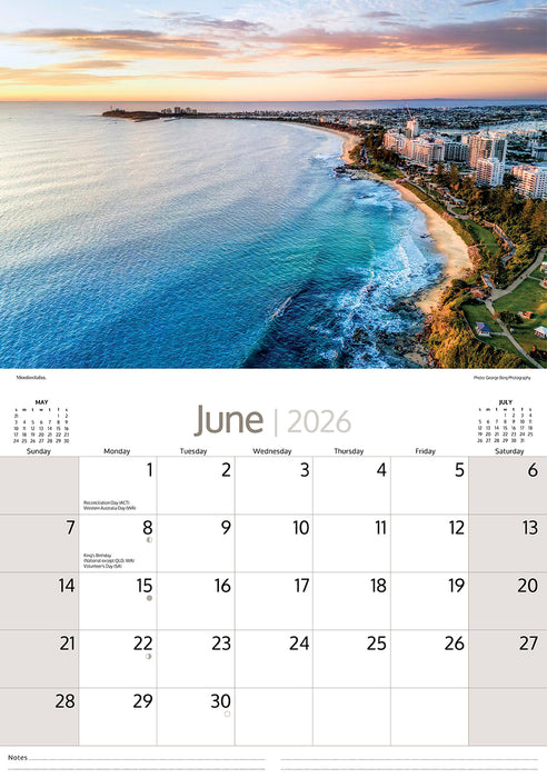 Around Sunshine Coast 2026 A4 Wall Calendar