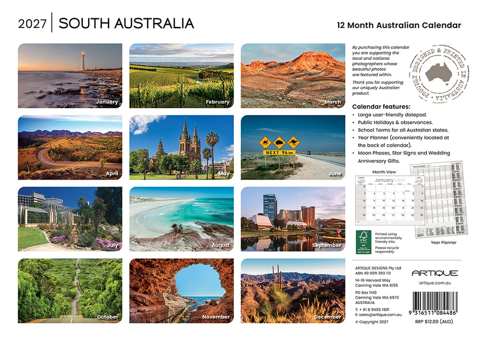 Around Adelaide 2027 Wall Calendar
