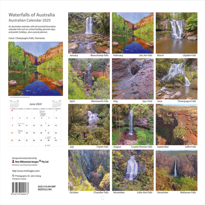 2025 Waterfalls of Australia Wall Calendar