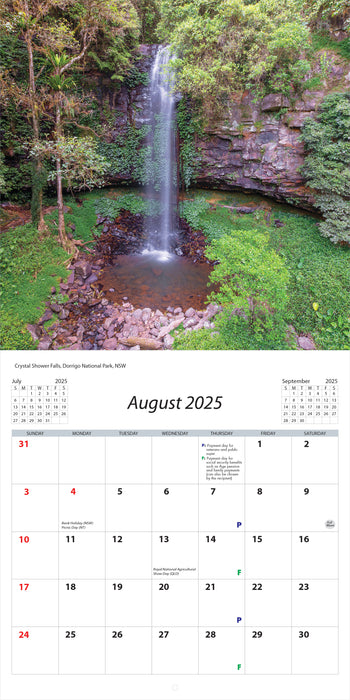 2025 Waterfalls of Australia Wall Calendar