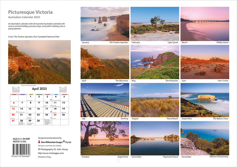 2025 Picturesque Victoria Wall Calendar