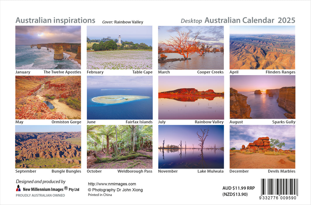 2025 Australian Inspirations Desk Easel Calendar