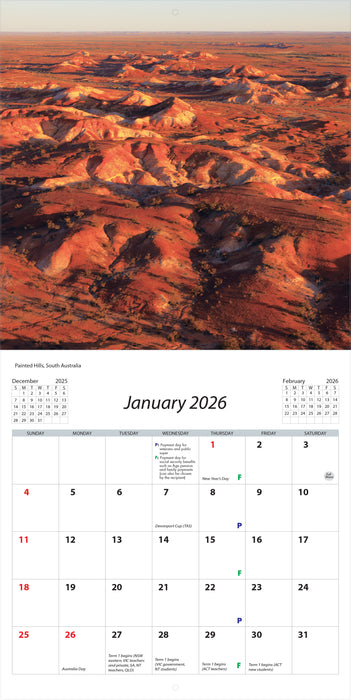 Australian Wonders 2026 Square Wall Calendar