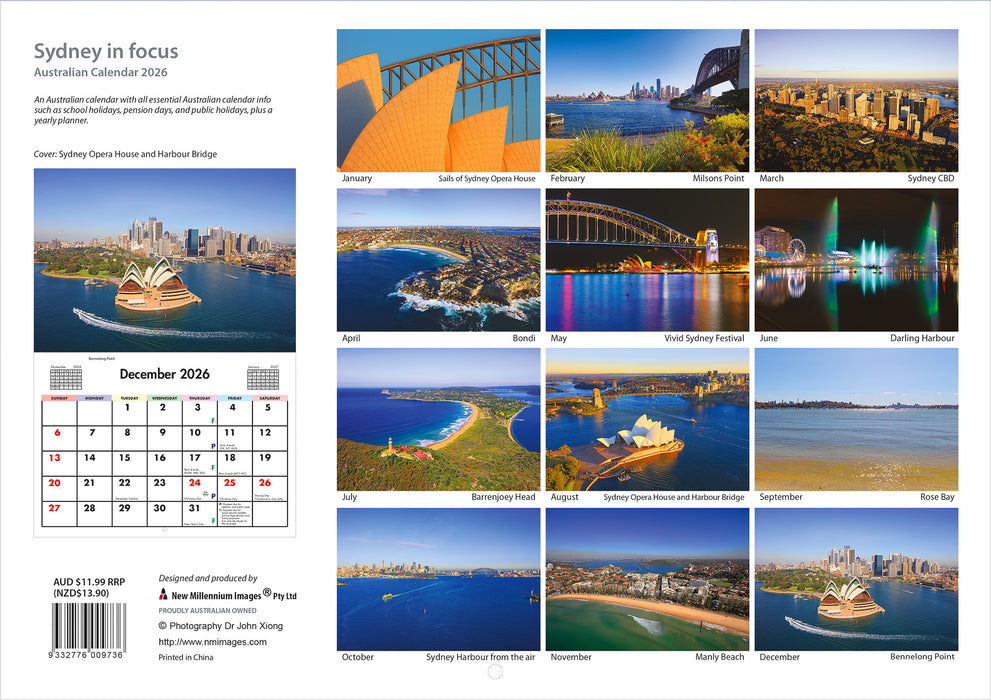 Sydney In Focus 2026 A4 Wall Calendar