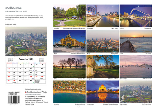 Melbourne 2026 A4 Wall Calendar