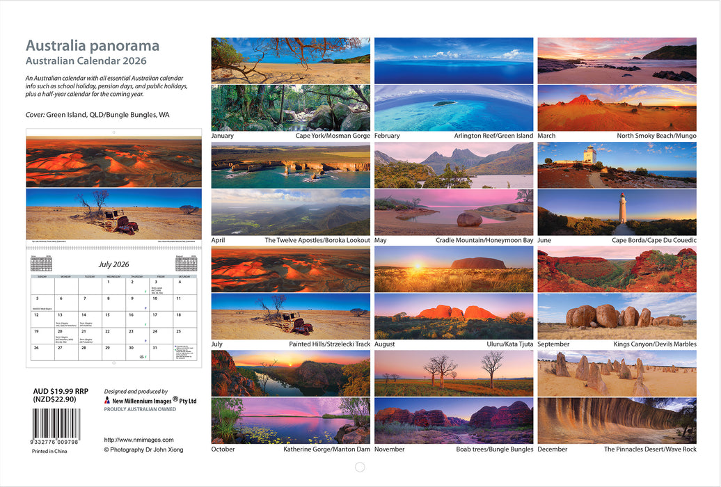 Australia Panorama 2026 A4 Wall Calendar