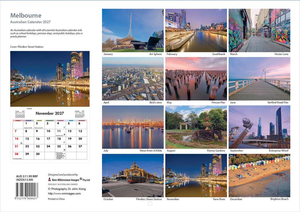 Melbourne 2027 Wall Calendar