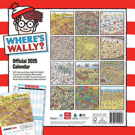 2025 Where’s Wally Wall Calendar by  Browntrout Publishers Australia from Calendar Club