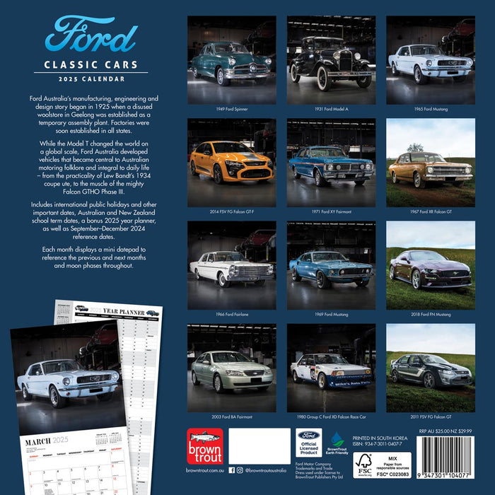 2025 Classic Ford Cars Wall Calendar by  Browntrout Publishers Australia from Calendar Club