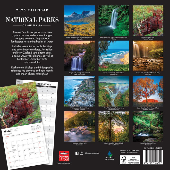 2025 National Parks of Australia Wall Calendar by  Browntrout Publishers Australia from Calendar Club