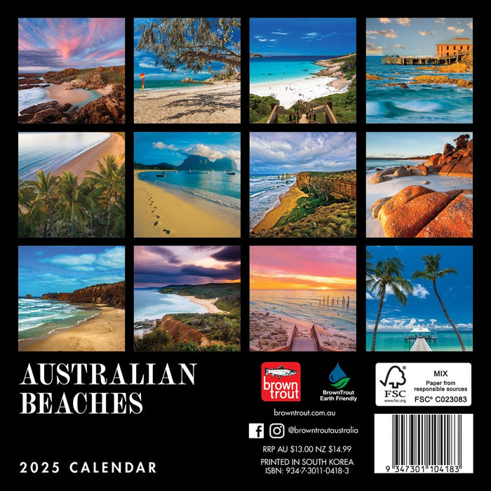 2025 Australian Beaches Mini Wall Calendar by  Browntrout Publishers Australia from Calendar Club