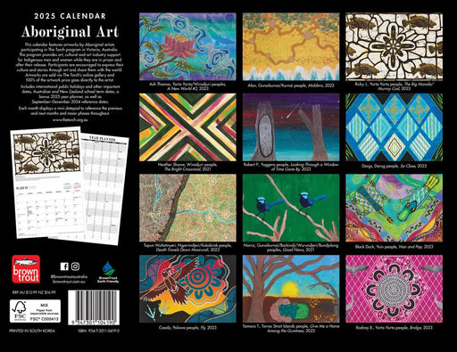 2025 Aboriginal Art Wall Calendar by  Browntrout Publishers Australia from Calendar Club