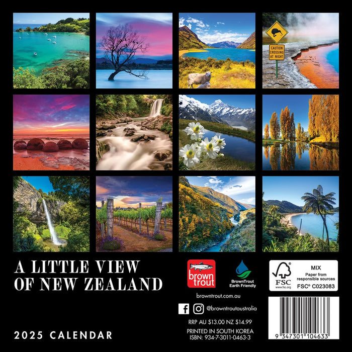 2025 A Little View of New Zealand Mini Wall Calendar by  Browntrout Publishers Australia from Calendar Club