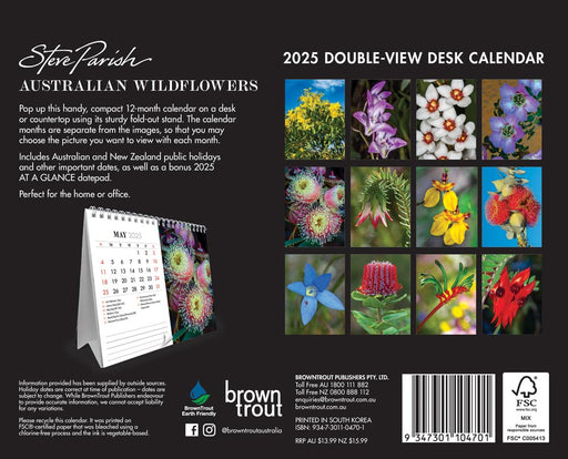 2025 Australian Wildflowers Double View Desk Easel Calendar by  Browntrout Publishers Australia from Calendar Club