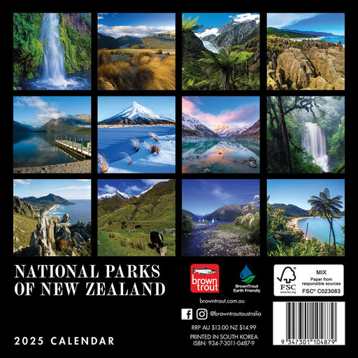 2025 National Parks of New Zealand Mini Wall Calendar by  Browntrout Publishers Australia from Calendar Club