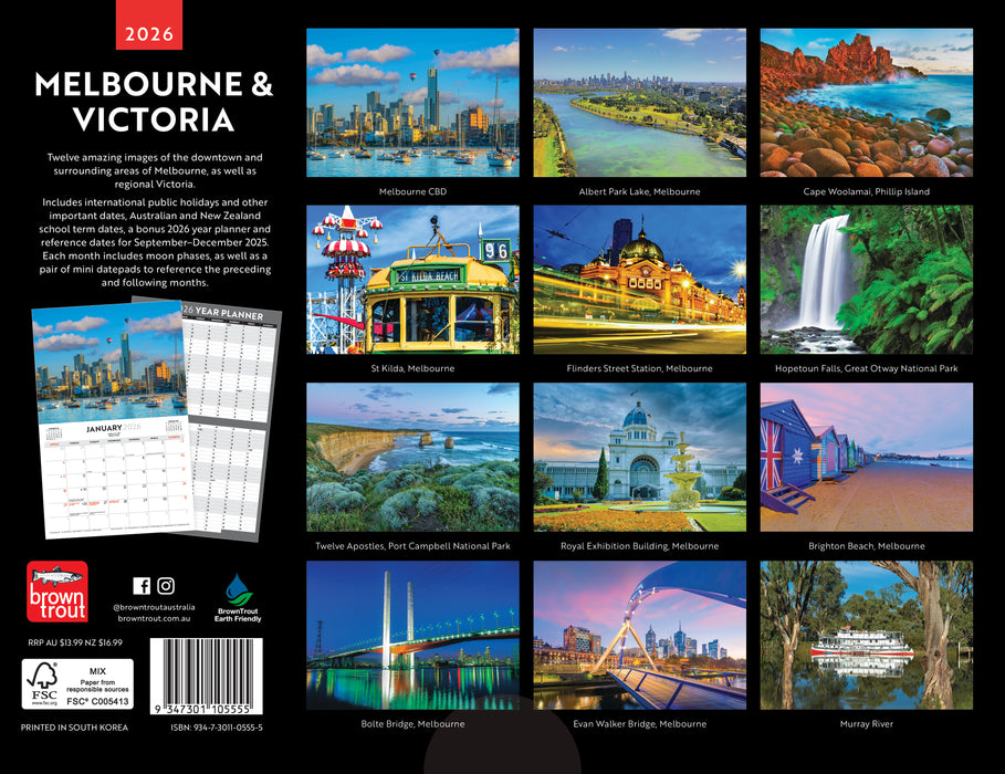 Melbourne and Victoria 2026 A4 Wall Calendar
