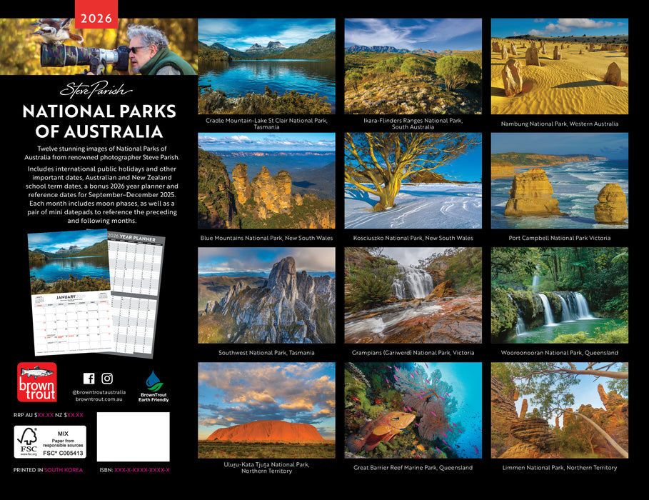National Parks of Australia 2026 A4 Wall Calendar