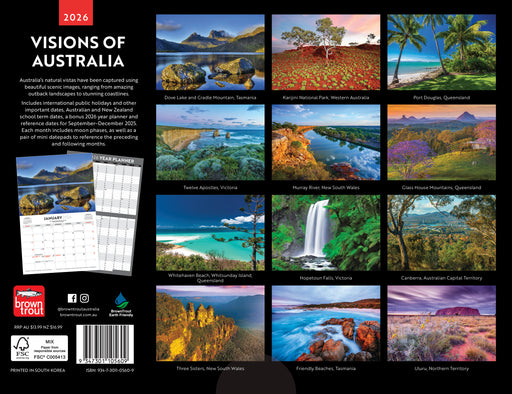 Visions of Australia 2026 A4 Wall Calendar