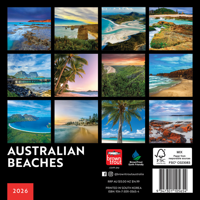 Australian Beaches 2026 Mini Wall Calendar