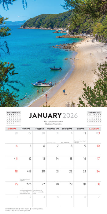 National Parks of New Zealand 2026 Mini Wall Calendar