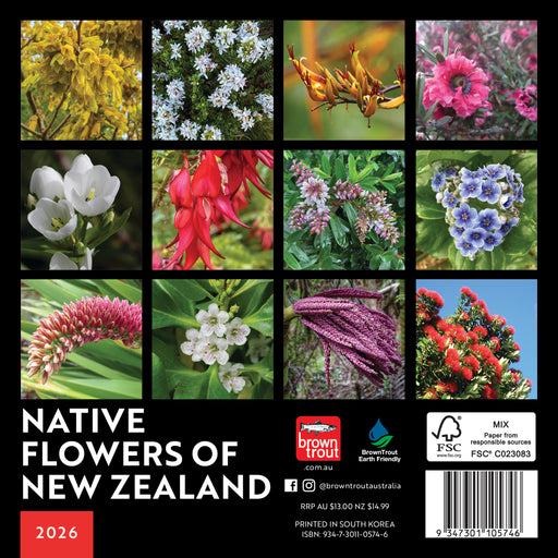 New Zealand Native Flowers 2026 Mini Wall Calendar