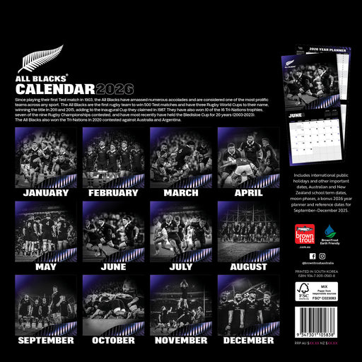 All Blacks 2026 Square Wall Calendar