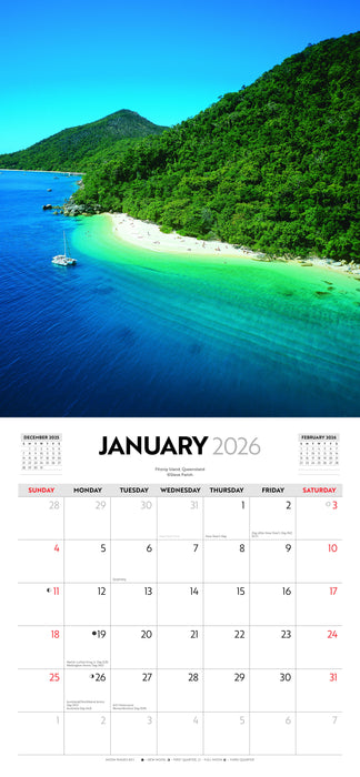 Australian Beaches 2026 Square Wall Calendar