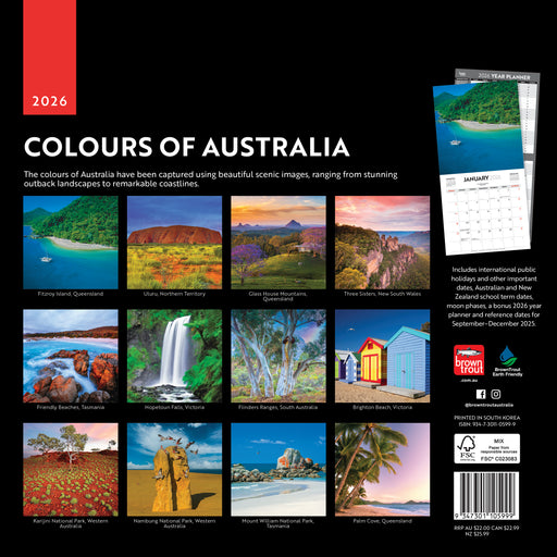 Colours of Australia 2026 Square Wall Calendar